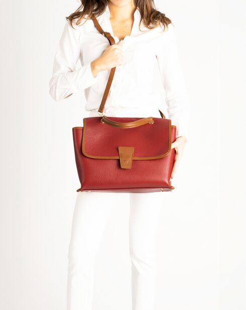 Sac à main en Cuir Zoey rouge/cognac - 40x15x31 cm