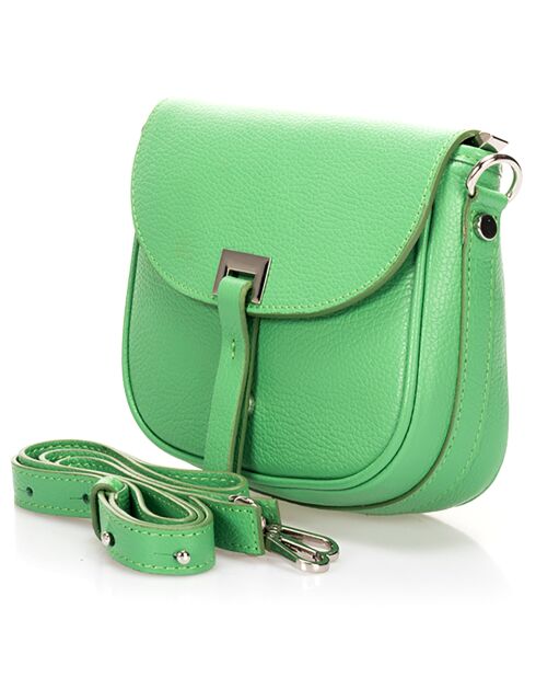 Sac bandoulière en Cuir Bela vert clair - 20x7x16 cm