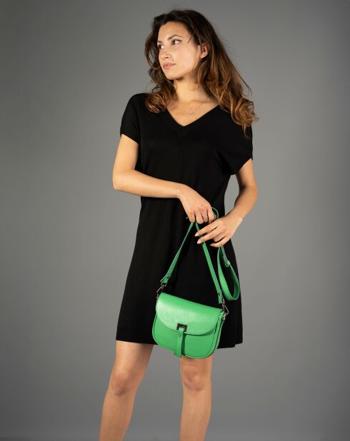 Sac bandoulière en Cuir Bela vert clair - 20x7x16 cm