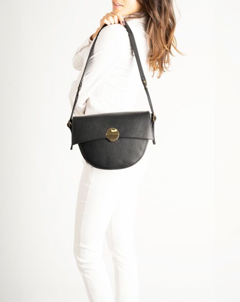 Sac bandoulière en Cuir Allegra noir - 25x9x23 cm