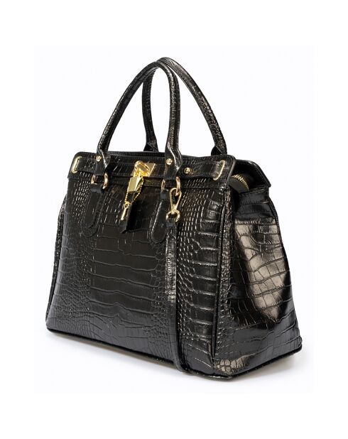 Sac à main en Cuir Sage noir - 36x18x27 cm