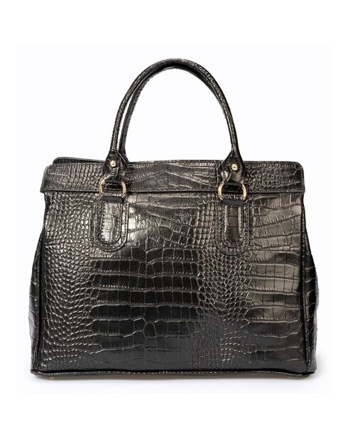 Sac à main en Cuir Sage noir - 36x18x27 cm