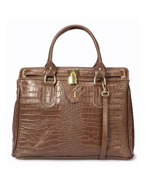 Sac à main en Cuir Sage marron - 36x18x27 cm
