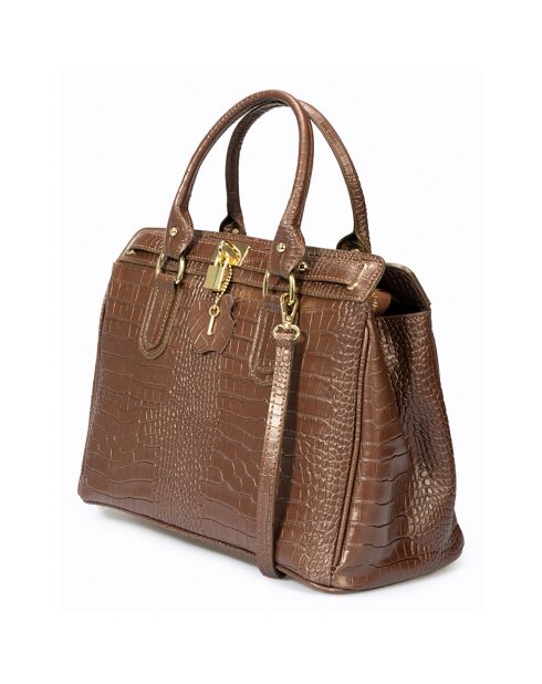 Sac à main en Cuir Sage marron - 36x18x27 cm