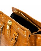 Sac à main en Cuir Sage cognac - 36x18x27 cm