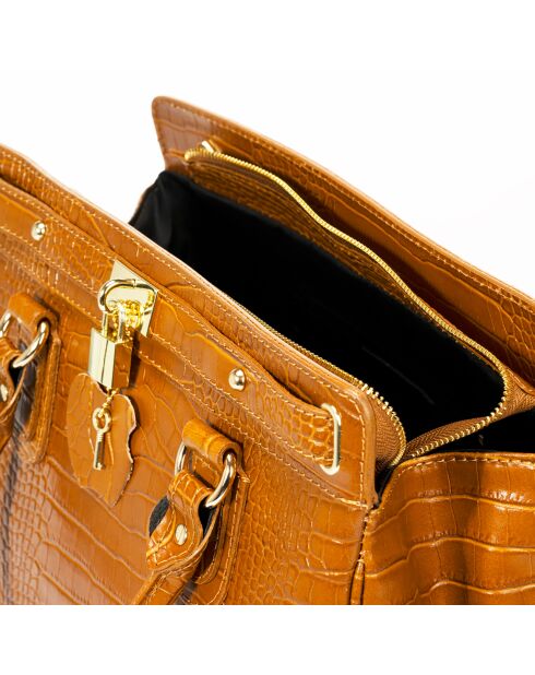 Sac à main en Cuir Sage cognac - 36x18x27 cm