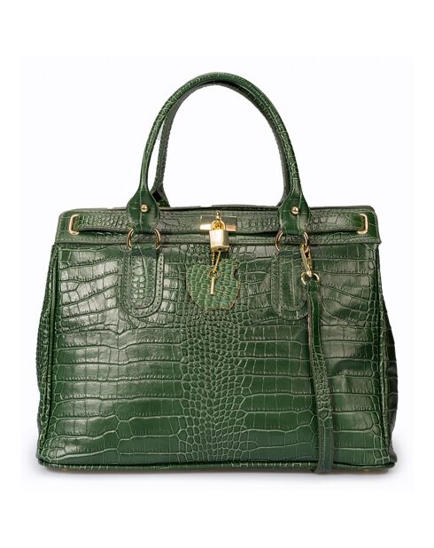 Sac à main en Cuir Sage vert - 36x18x27 cm