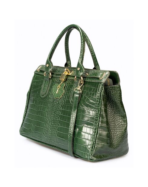 Sac à main en Cuir Sage vert - 36x18x27 cm