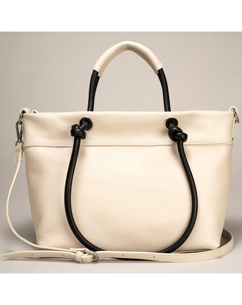 Sac à main en Cuir Ivy beige/noir - 29x16x23 cm