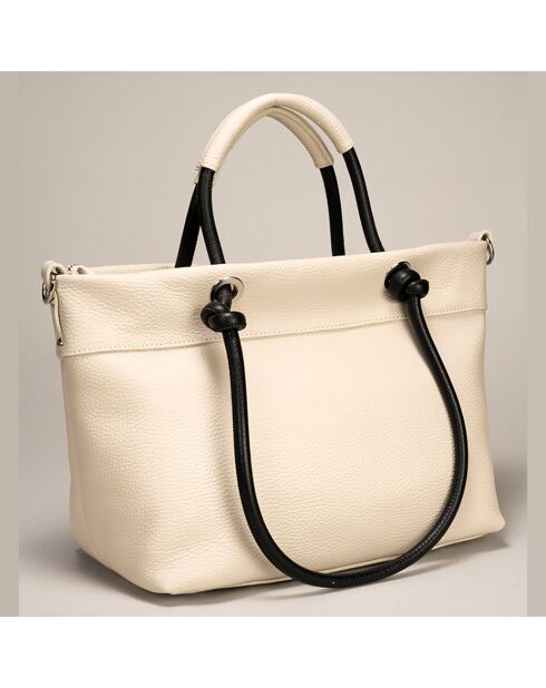 Sac à main en Cuir Ivy beige/noir - 29x16x23 cm