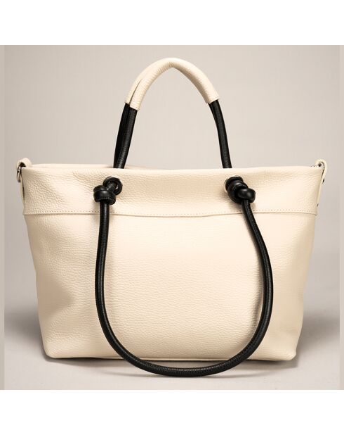 Sac à main en Cuir Ivy beige/noir - 29x16x23 cm