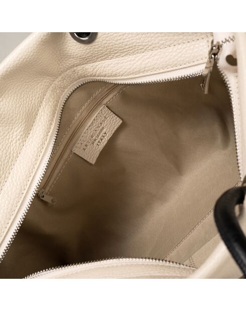Sac à main en Cuir Ivy beige/noir - 29x16x23 cm