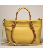 Sac à main en Cuir Ivy cognac/pistache - 29x16x23 cm