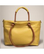Sac à main en Cuir Ivy cognac/pistache - 29x16x23 cm