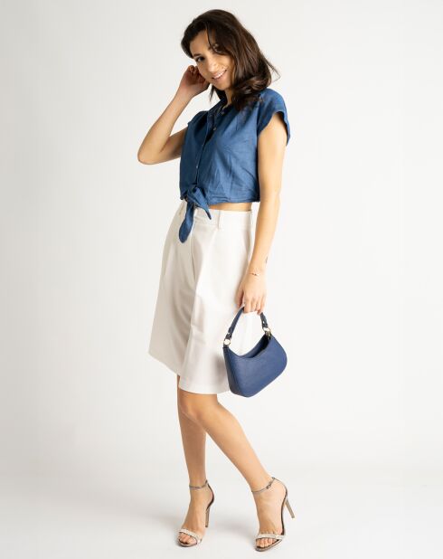 Sac à bandoulière en Cuir Nevia bleu - 20x6x10 cm