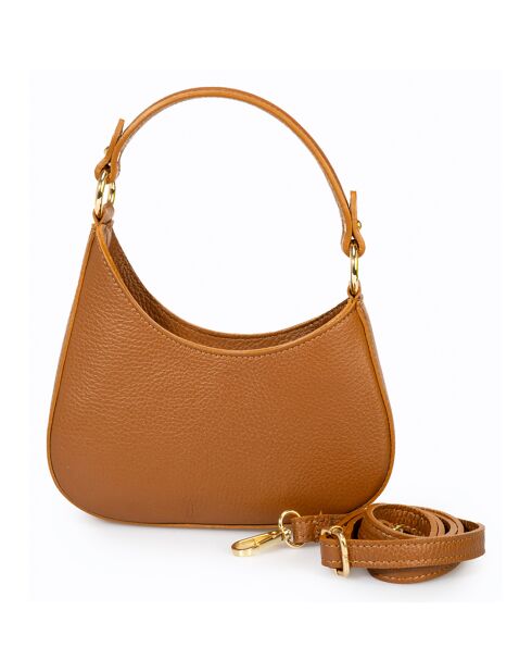 Sac à bandoulière en Cuir Nevia cognac - 20x6x10 cm