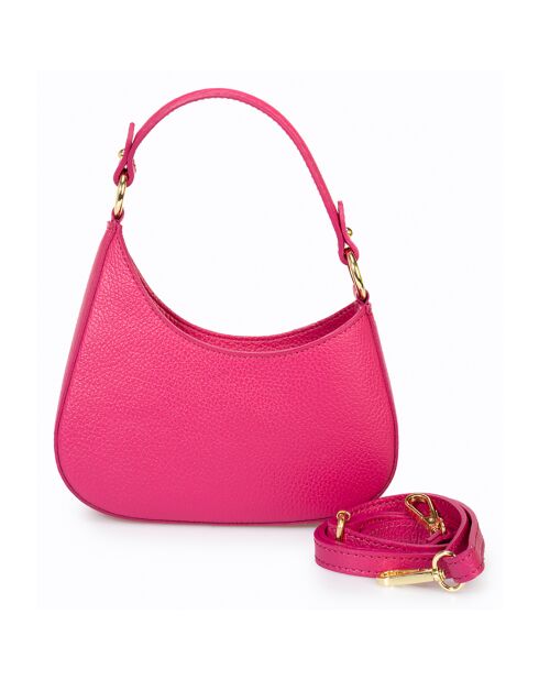 Sac à bandoulière en Cuir Nevia fuchsia - 20x6x10 cm