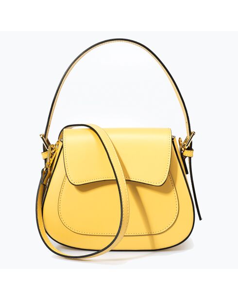 Sac à main en Cuir Edna jaune canari - 24x9x19 cm
