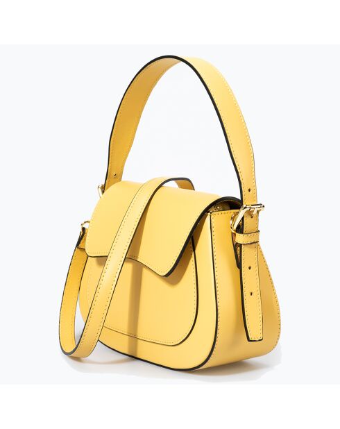 Sac à main en Cuir Edna jaune canari - 24x9x19 cm