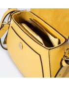 Sac à main en Cuir Edna jaune canari - 24x9x19 cm