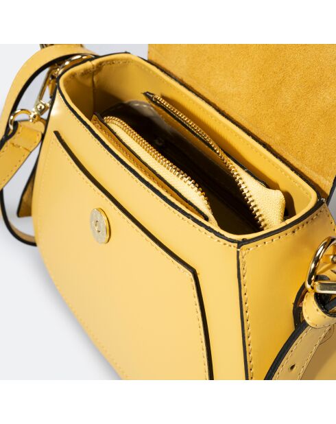 Sac à main en Cuir Edna jaune canari - 24x9x19 cm