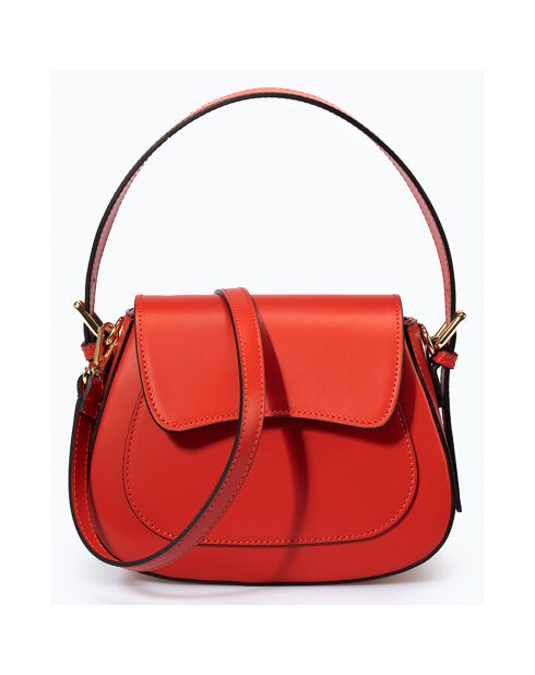 Sac à main en Cuir Edna rouge/cognac - 24x9x19 cm