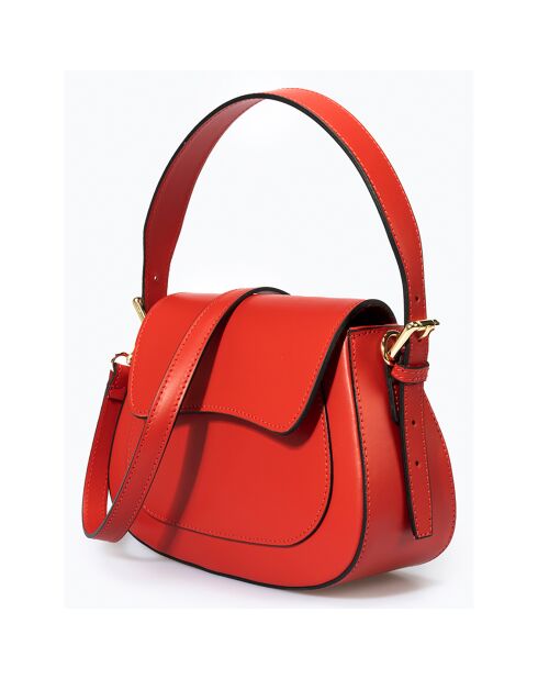 Sac à main en Cuir Edna rouge/cognac - 24x9x19 cm