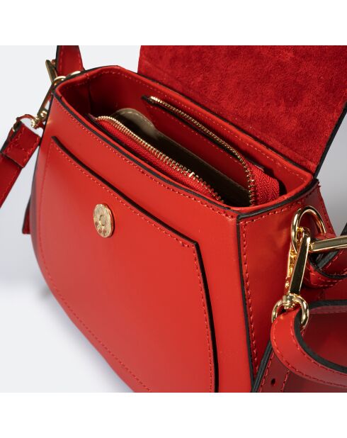 Sac à main en Cuir Edna rouge/cognac - 24x9x19 cm