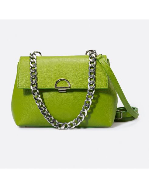 Sac à bandoulière en Cuir Fania vert clair - 34x10x22 cm