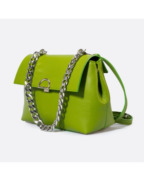 Sac à bandoulière en Cuir Fania vert clair - 34x10x22 cm