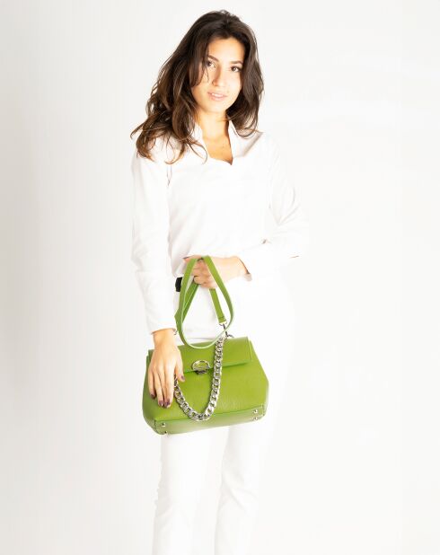 Sac à bandoulière en Cuir Fania vert clair - 34x10x22 cm
