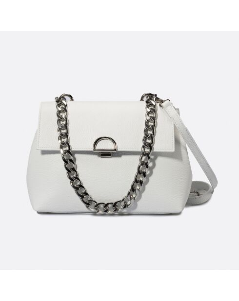 Sac à bandoulière en Cuir Fania blanc - 34x10x22 cm