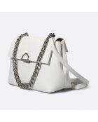 Sac à bandoulière en Cuir Fania blanc - 34x10x22 cm