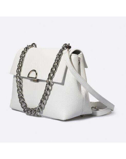 Sac à bandoulière en Cuir Fania blanc - 34x10x22 cm