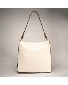 Sac à main en Cuir Trani beige/cognac - 33x10x29 cm