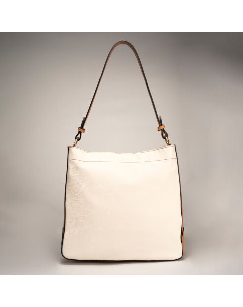 Sac à main en Cuir Trani beige/cognac - 33x10x29 cm