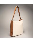 Sac à main en Cuir Trani beige/cognac - 33x10x29 cm