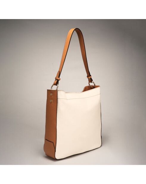 Sac à main en Cuir Trani beige/cognac - 33x10x29 cm
