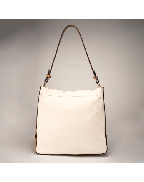 Sac à main en Cuir Trani beige/cognac - 33x10x29 cm