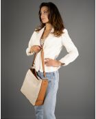 Sac à main en Cuir Trani beige/cognac - 33x10x29 cm