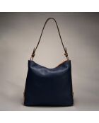 Sac à main en Cuir Trani bleu/cognac - 33x10x29 cm
