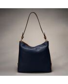 Sac à main en Cuir Trani bleu/cognac - 33x10x29 cm