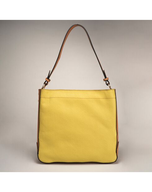 Sac à main en Cuir Trani cognac/pistache - 33x10x29 cm