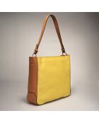 Sac à main en Cuir Trani cognac/pistache - 33x10x29 cm