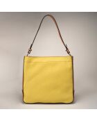 Sac à main en Cuir Trani cognac/pistache - 33x10x29 cm