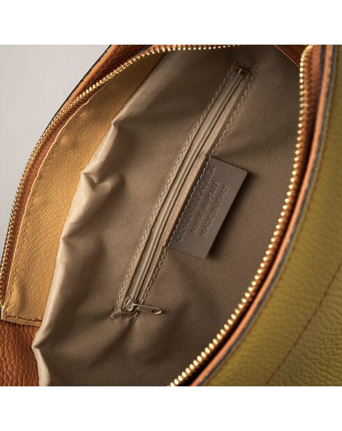 Sac à main en Cuir Trani cognac/pistache - 33x10x29 cm