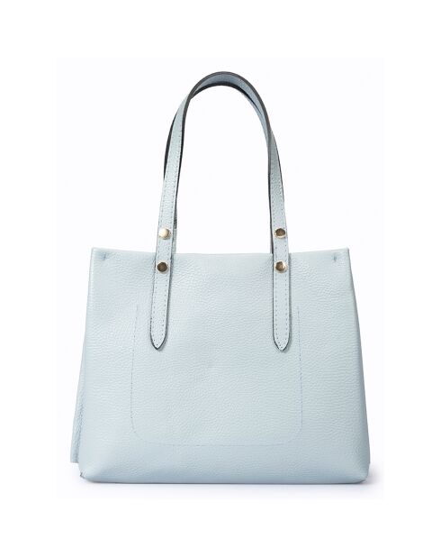 Sac à main en Cuir Bianca bleu ciel - 30x11x23 cm