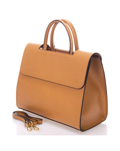 Sac à main en Cuir Zita cognac - 30x13x23 cm