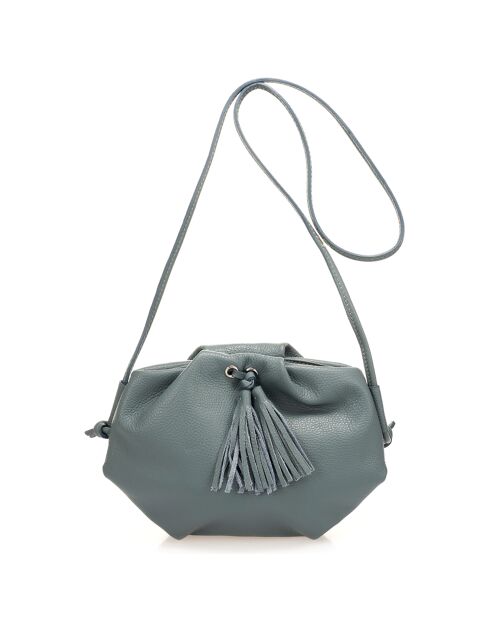 Sac bandoulière en Cuir Renata bleu - 28x7x20 cm