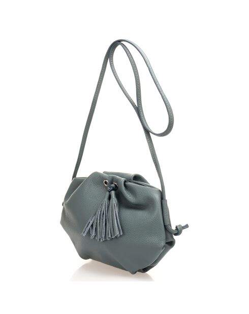 Sac bandoulière en Cuir Renata bleu - 28x7x20 cm